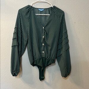 Draper James Green Puff Sleeve Bodysuit